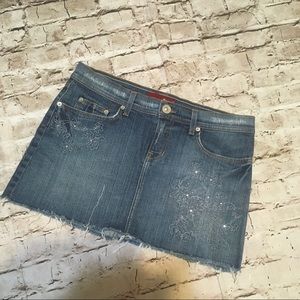 Retro  denim mini skirt detailed,size L Jr.